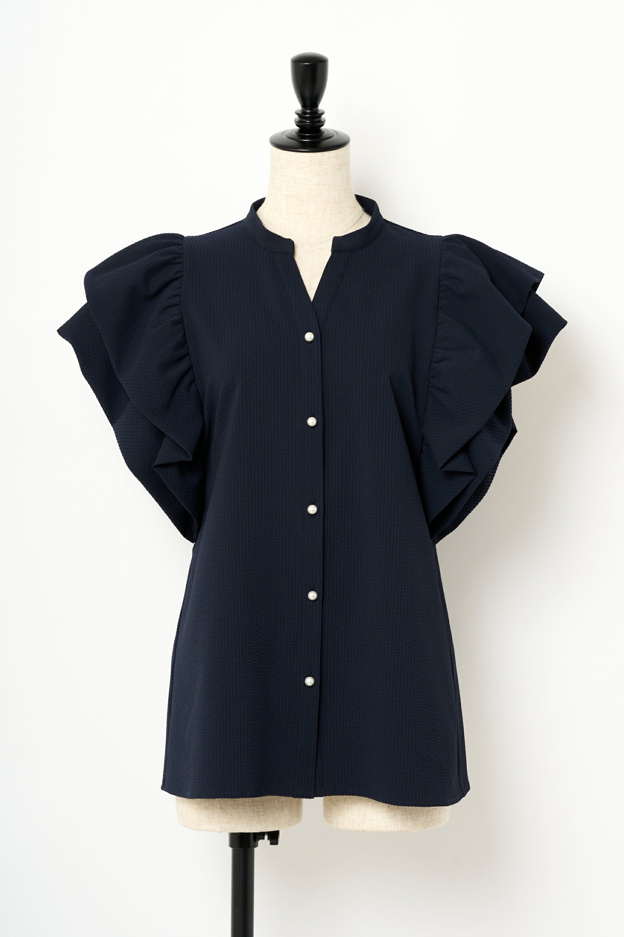 Ame no chi Hare フリルヘムティアードブラウス ネイビーフリー