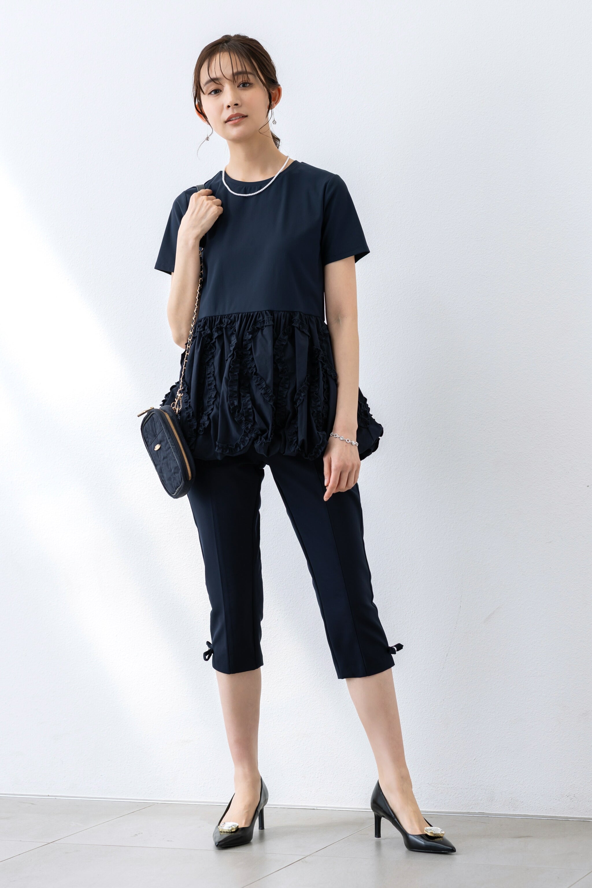Amé no chi hare 黒 半袖 ニット ドット柄トップス tops – Ame no chi Hare