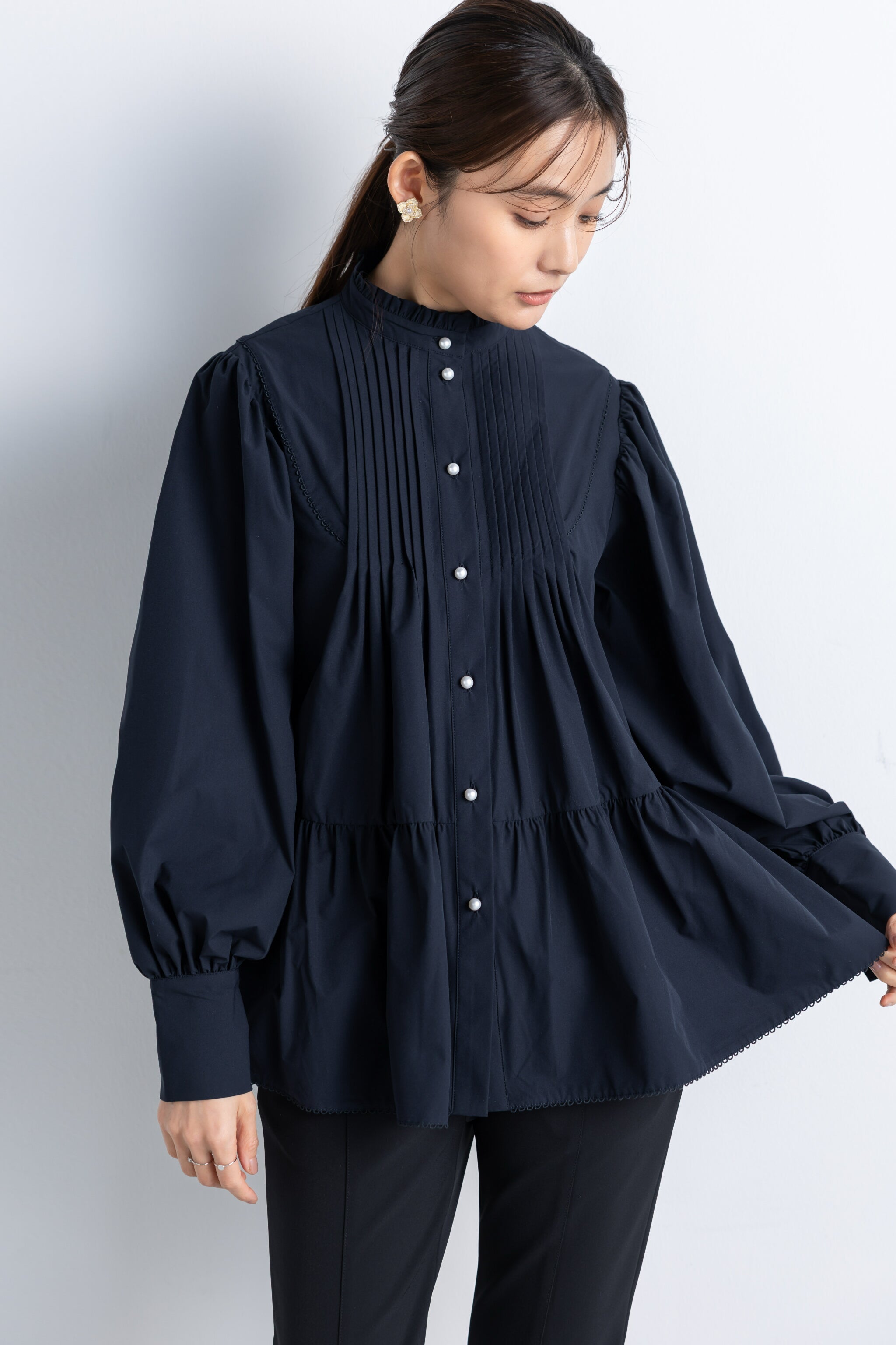 Keep clean】フリルカラーピンタックチュニックブラウス – Ame no chi Hare