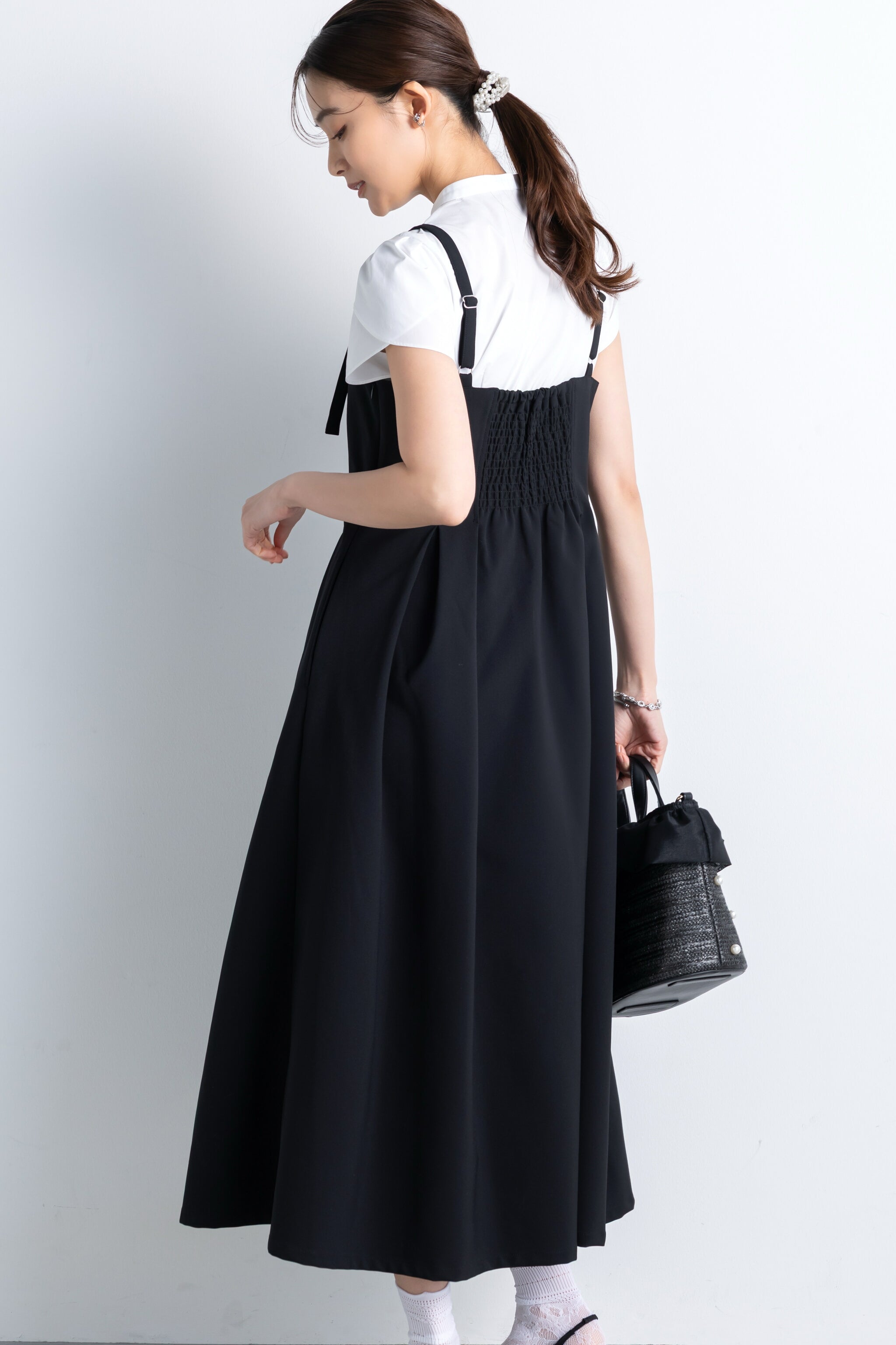 アメノチハレAme no c hi Hareストラップキャミドレス黒 Machine-washable】リボンストラップキャミドレス（Jane） – Ame no